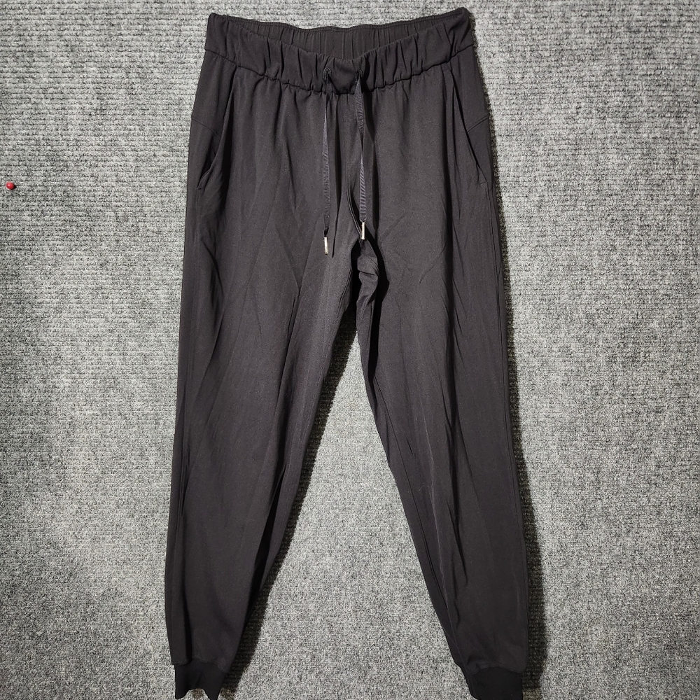 Lululemon On The Fly Jogger Pants Black Drawstring Logo Size 6